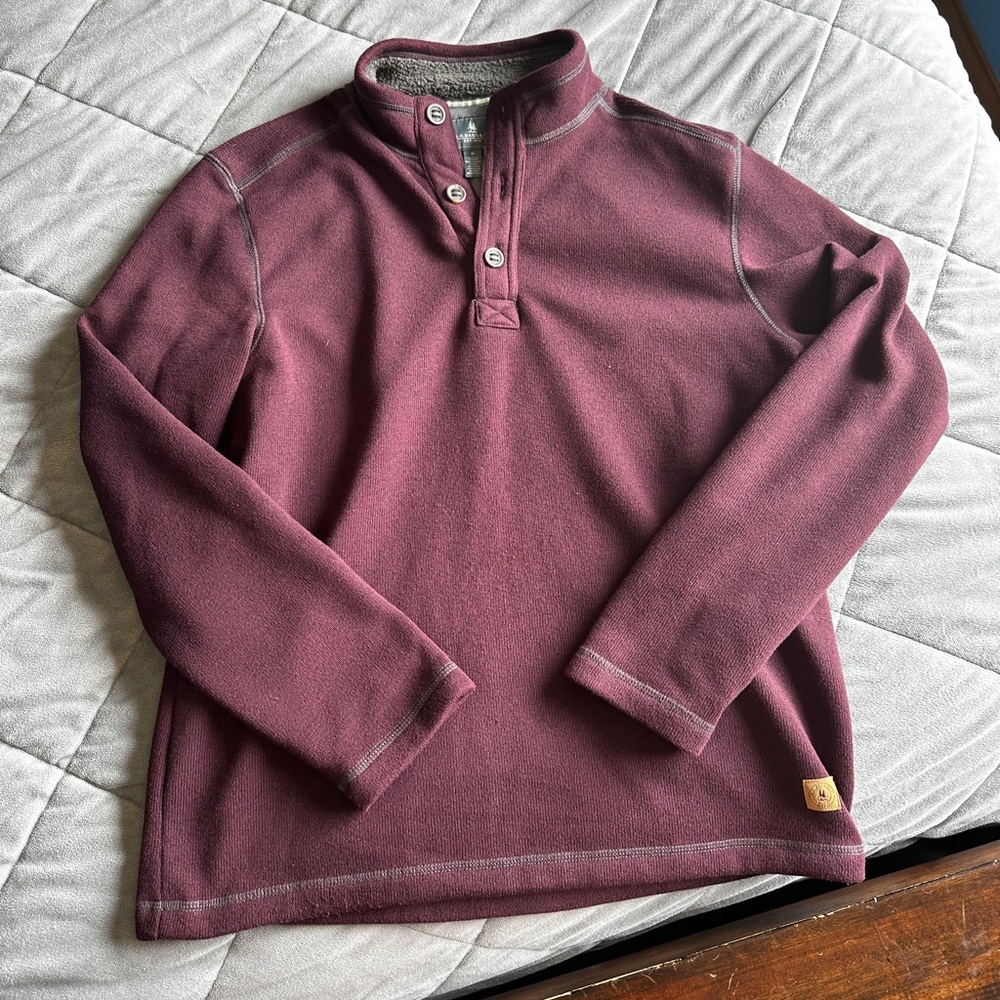 G.H. Bass Burgundy Quarter Zip/Button Fleece Sweater